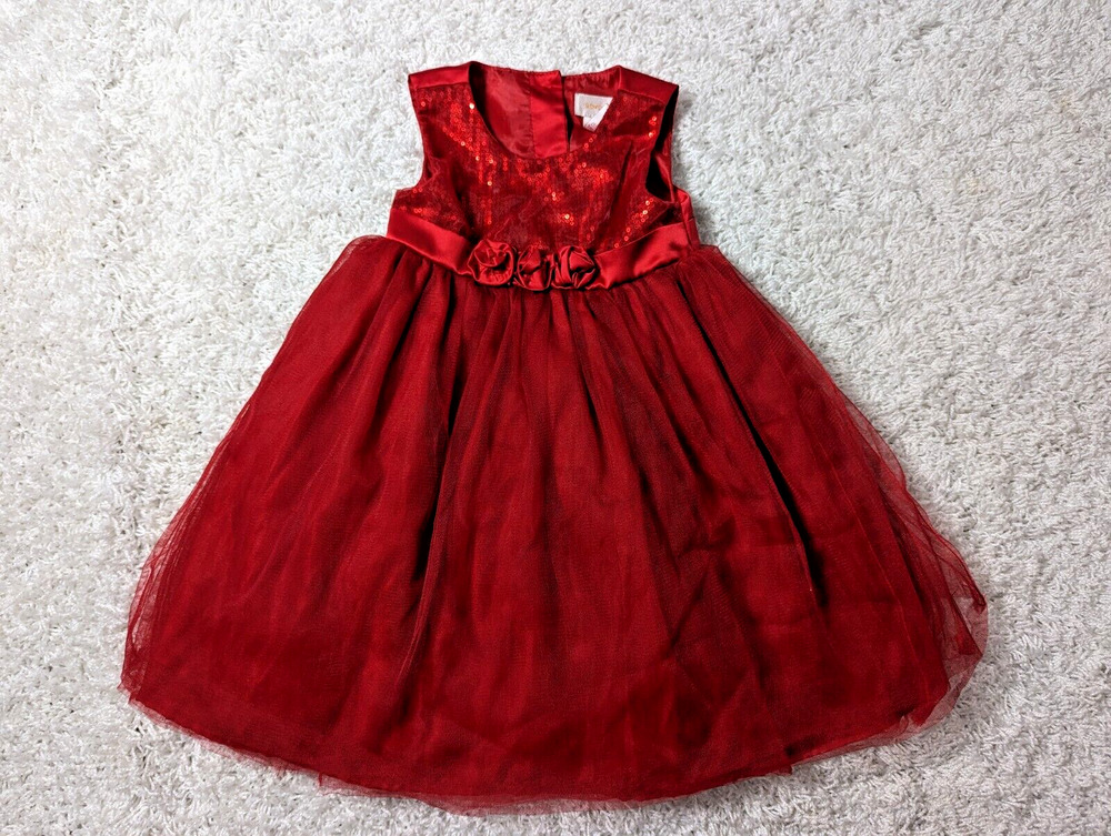 Savannah Toddler Girls Red 24mo Christmas Valentines Dress Party Veiled Sequins